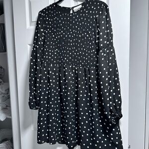 Ganni Ruched Polka Dot Dress Large NWT
